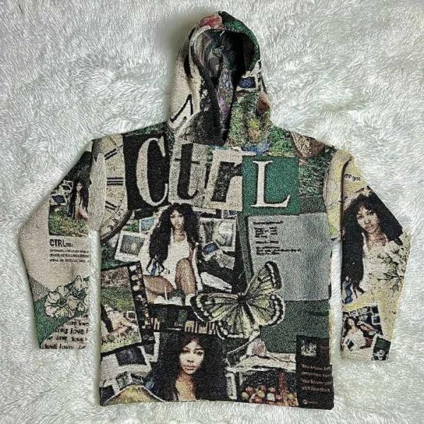 Anti-retrânsito Pesos pesados Francês Terry Grande Impresso Homem Tecido Tapete Anime Hoodie