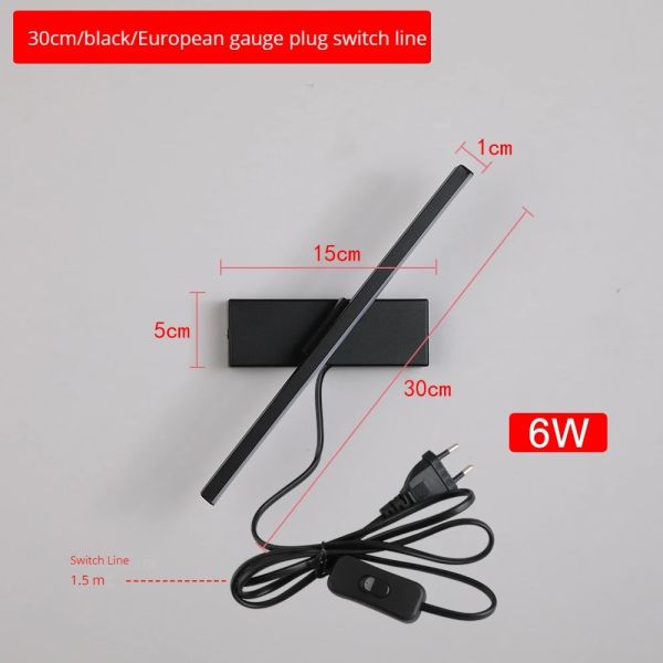 330° Rotatable LED Wall Light Minimalist black Bathroom Strip mirror front light(WH-MR-81)