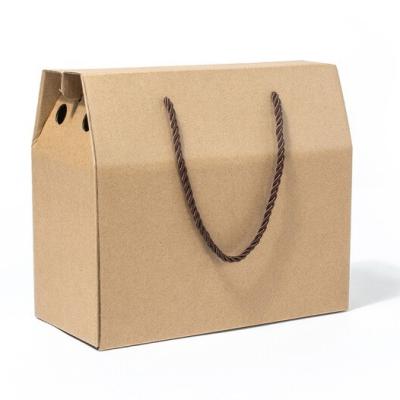 Portable Corrugated Bulk Craft Paper Bags Merchandise Food Fruit Packaging Box