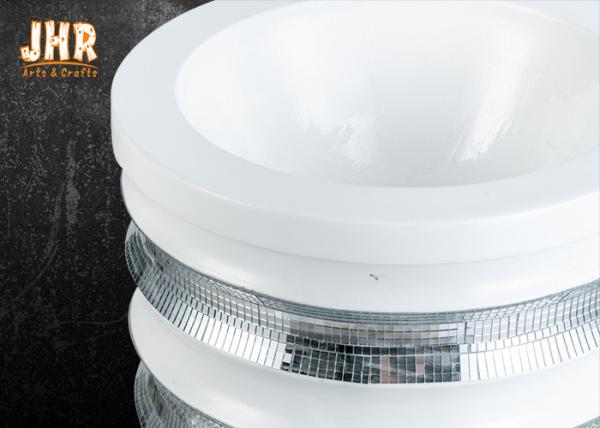 Modern Style Cylinder Fiberglass Flower Pots With Silver Mirror Mosaic Finish