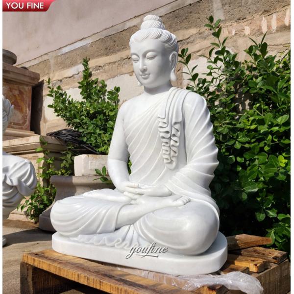 Outdoor Natural Stone White Buddha Statue Large Marble for Sale