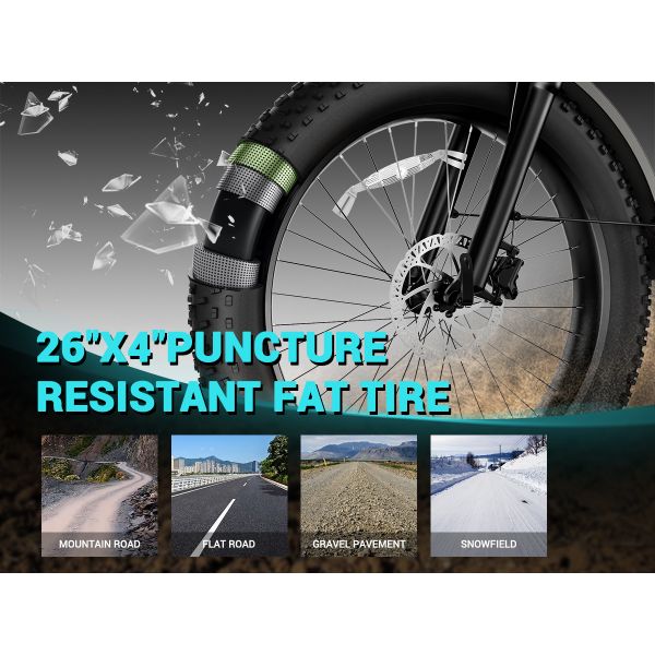 48V 26 Inch Fat Tire Electric Bike Powerful Motor Off-Road & City Commuter E-Bike Long Range Lithium Battery Pedal Assist