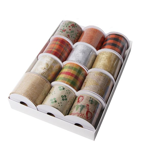 MSD Customized Christmas Wired Ribbon Roll 2.5 Inch Polyester Christmas Tree Ribbons