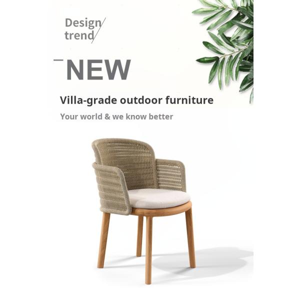 Pastoral Style Teak Wood Table And Chair Luxury Woven Rope Outdoor Furniture For Garden