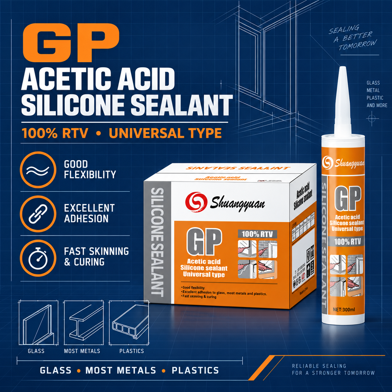 GP Acetic Silicone Sealant for Construction and Maintenance