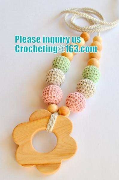 Baby sling necklace, baby bracelet, crochet bracelet, teething bracelet, crochet long funky beaded necklace