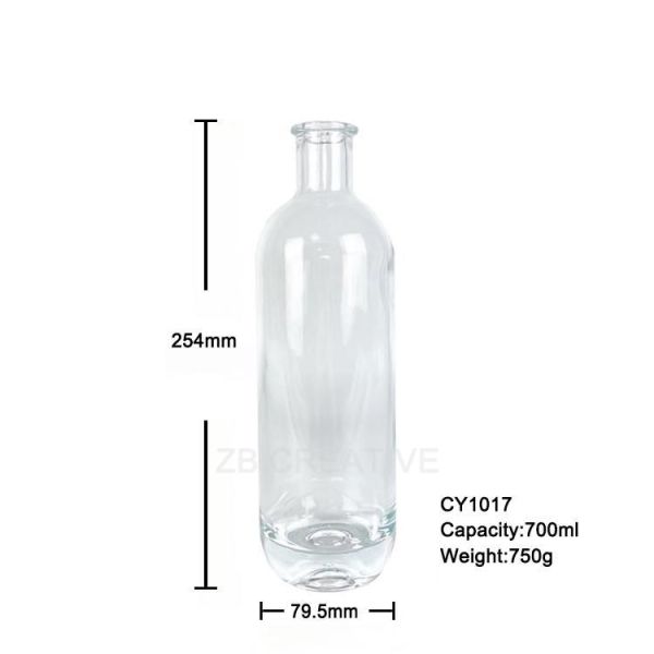 Glass Bottles 700ml Flint Liquor Whiskey Cork Closure Spirits Packaging 750g CY-1017