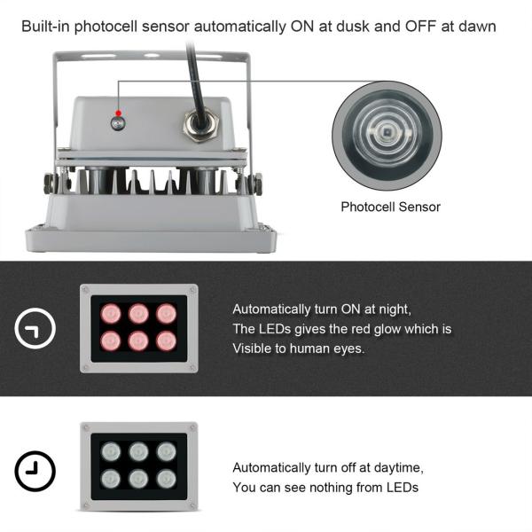 220V 850nm Infrared Wide Angle Surveillance Light 7200LM