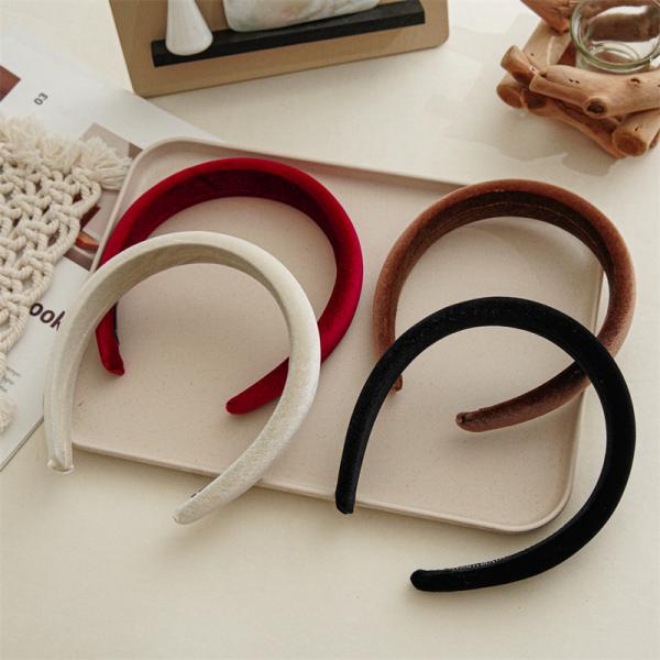 GLH013 Autumn/winter pure color red/black velvet fabric baby headband texture high craniopathen sponge