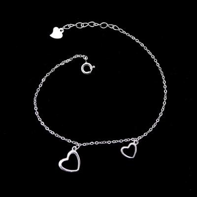 Bracelete de prata liso romântico/simples com o acessório da forma do coração
