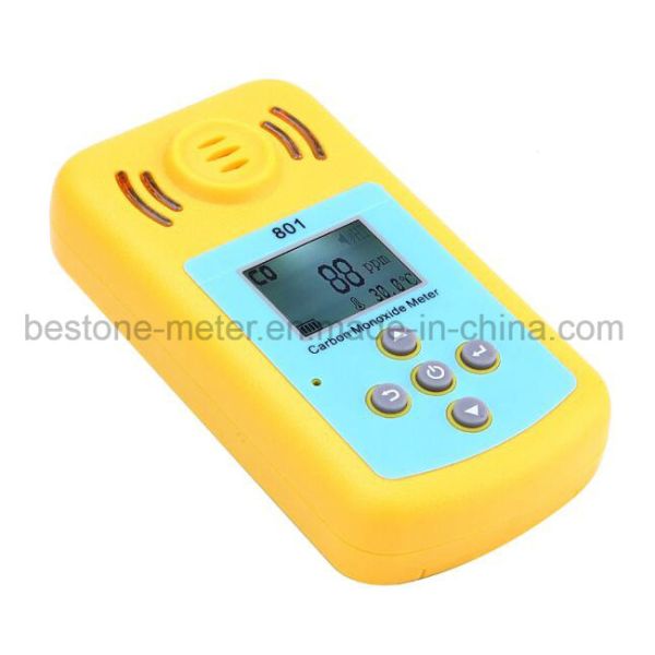 Carbon Monoxide Gas Meter Portable Co Detector 0-2000ppm LCD Display and Sound-Light Alarm Sensitive Gas Analyzer for Home Security 801