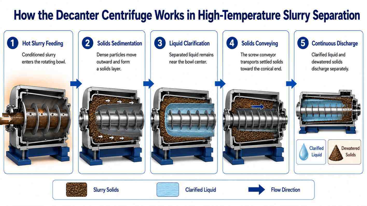 Industrial Decanter Centrifuge for High-Temperature Slurry