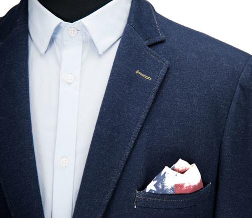 Mens Tailored Knit Casual Blazer Jacket Navy All Cotton Half Lining