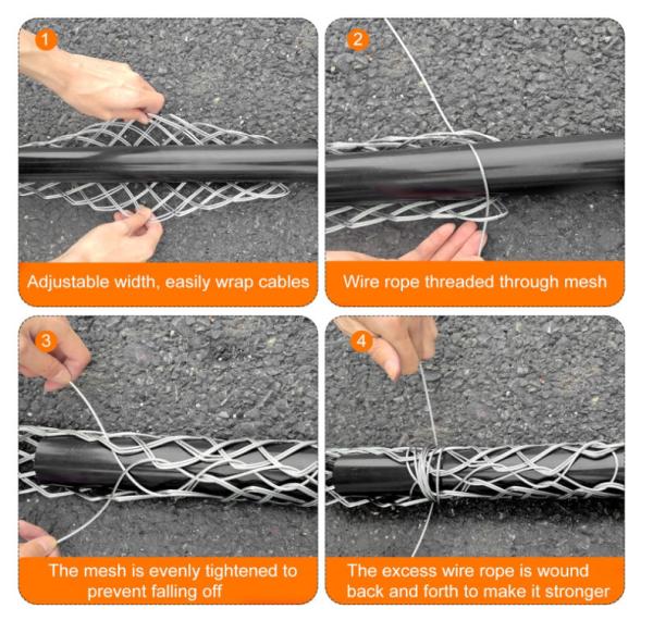 Wire Mesh Puller  Grip Anti-slip Wrap Side Pull Galvanizing Steel Wire Grips Net Cover Smooth(Silver)