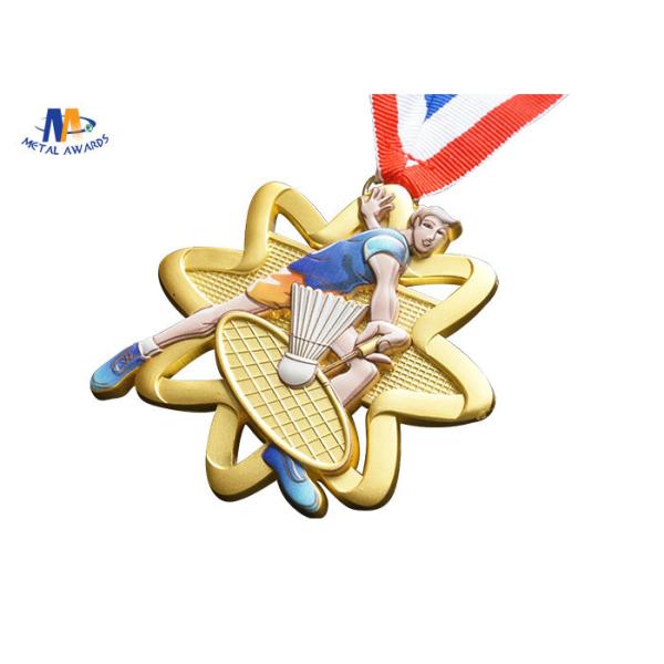 65*4MM Badminton Sports Cut Out Medals With Ribbon