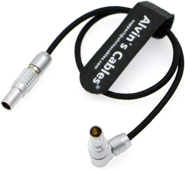 O cabo distribuidor de corrente flexível para o homem Rotatable de Pin Male To 2pin do ângulo direito 2 do monitor de SmallHD da ligação de Teradek trançou o fio 45cm