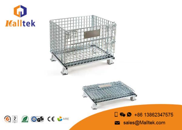 Caixas de armazenamento de malha de arame armado dobrável Cage de aço galvanizado industrial durável