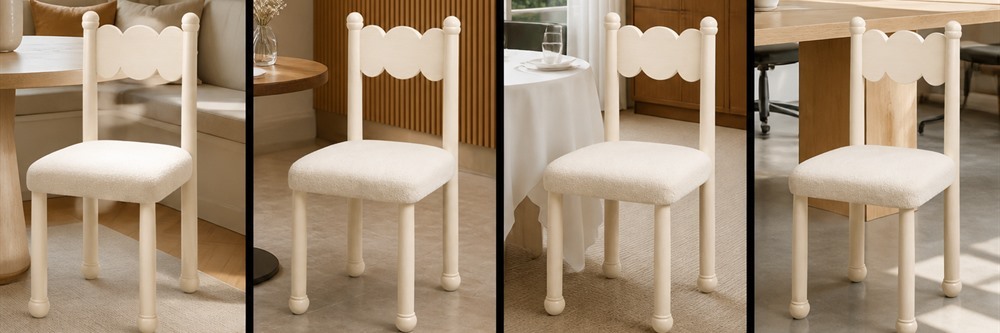 Scalloped Back Solid Wood Upholstered Dining Chair CYC-077