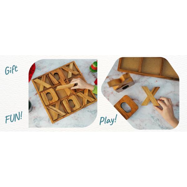 Wooden XOXO Tic Tac Toe Board Game Ideal for Outdoor Decor and Men's Entertainment