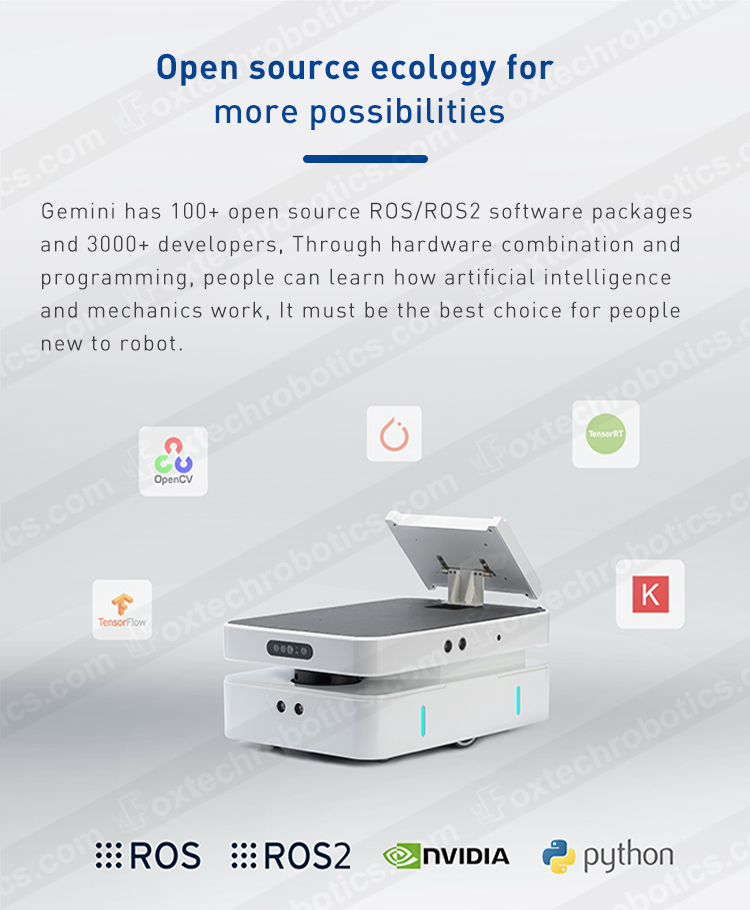 Gemini Open Source ROS SLAM AMR Robot Development Kit Platform for Research and Education with LiDAR Chassis