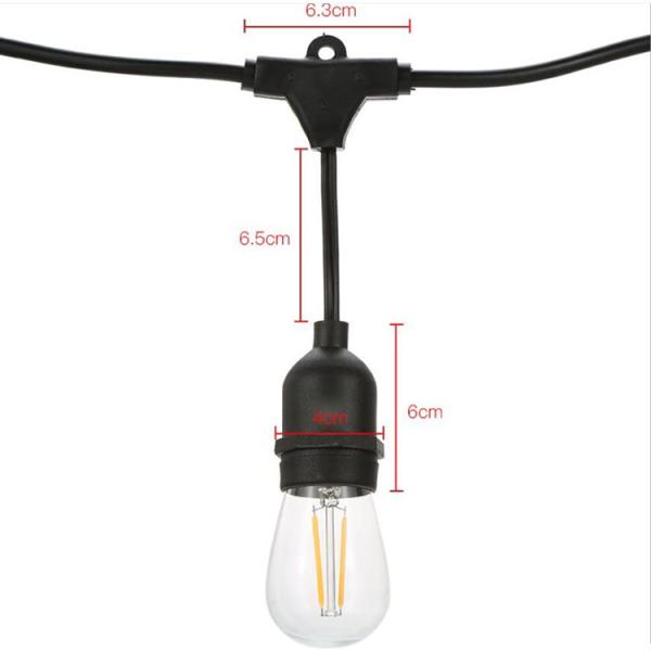 S14 Outdoor Waterproof Lamp String 15M 15 Head Festival Decoration Outdoor Waterproof Lamp String