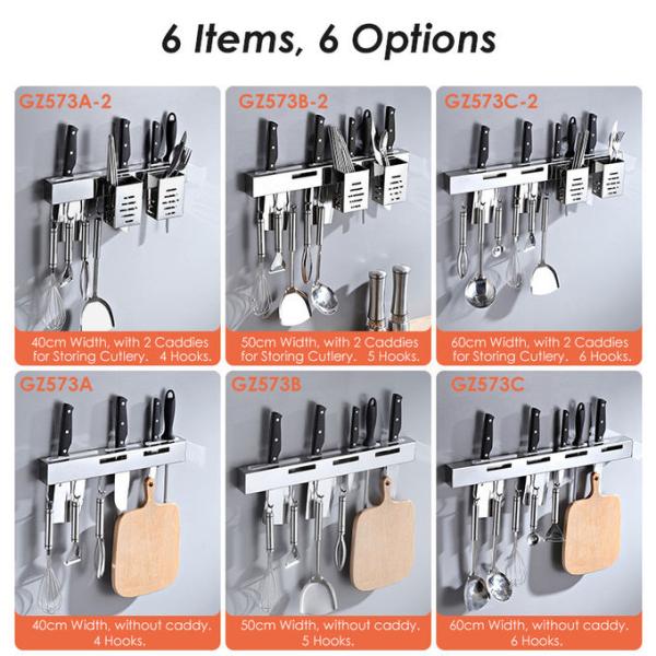 Wall Mount Kitchen Utensil Hanging Rack Stainless Steel SUS304 Multifunctional