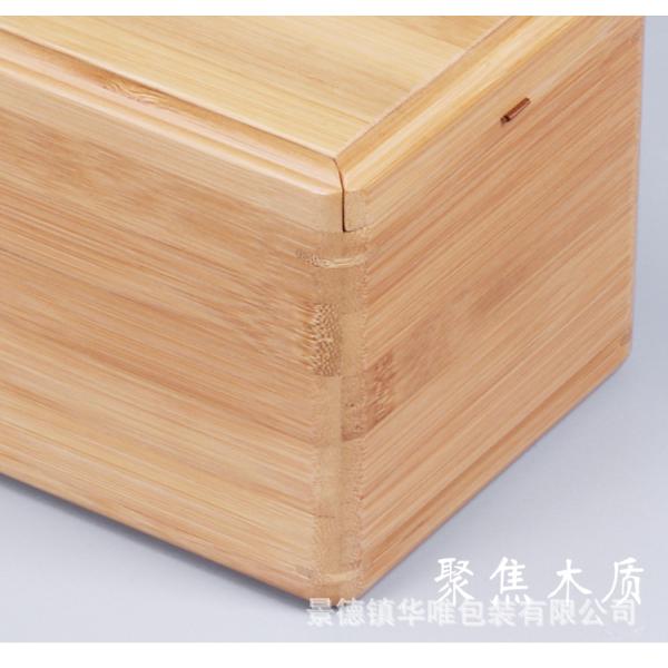 Multi Compartments Tea Bag Organizer Wooden Box with Bamboo and Polyester Construction