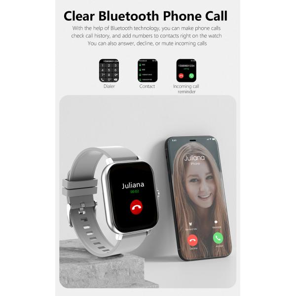 Full Touch Screen Women Men CT02 Smart Watch Square Shape 240x280 IPS