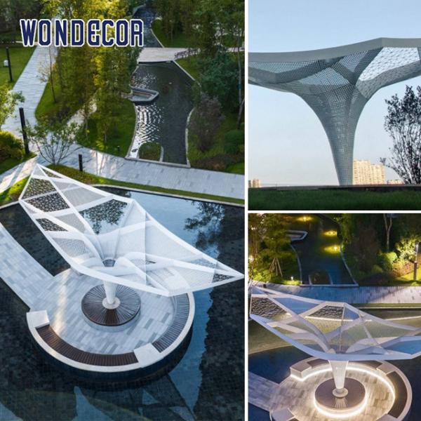 Large Forged Metal Sculpture Geometric Hollow Pavilion