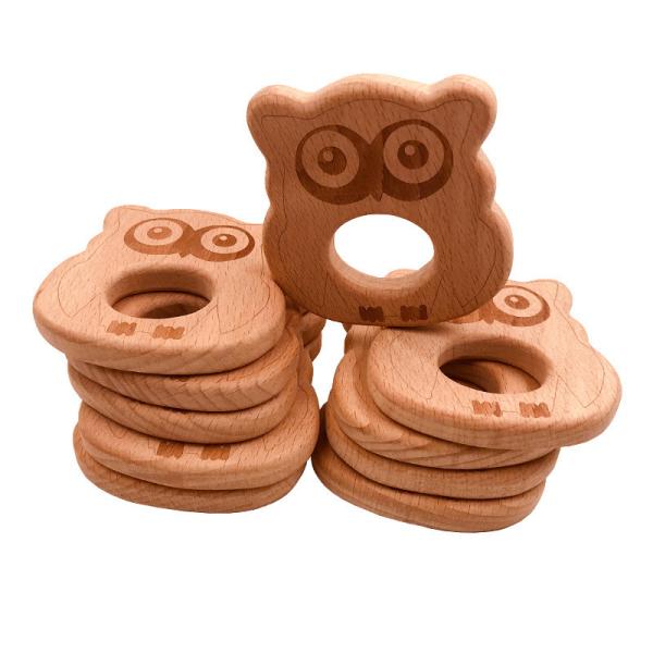 Jouet en bois pendant ISO9001 Teether animal en bois de faire ses dents de collier