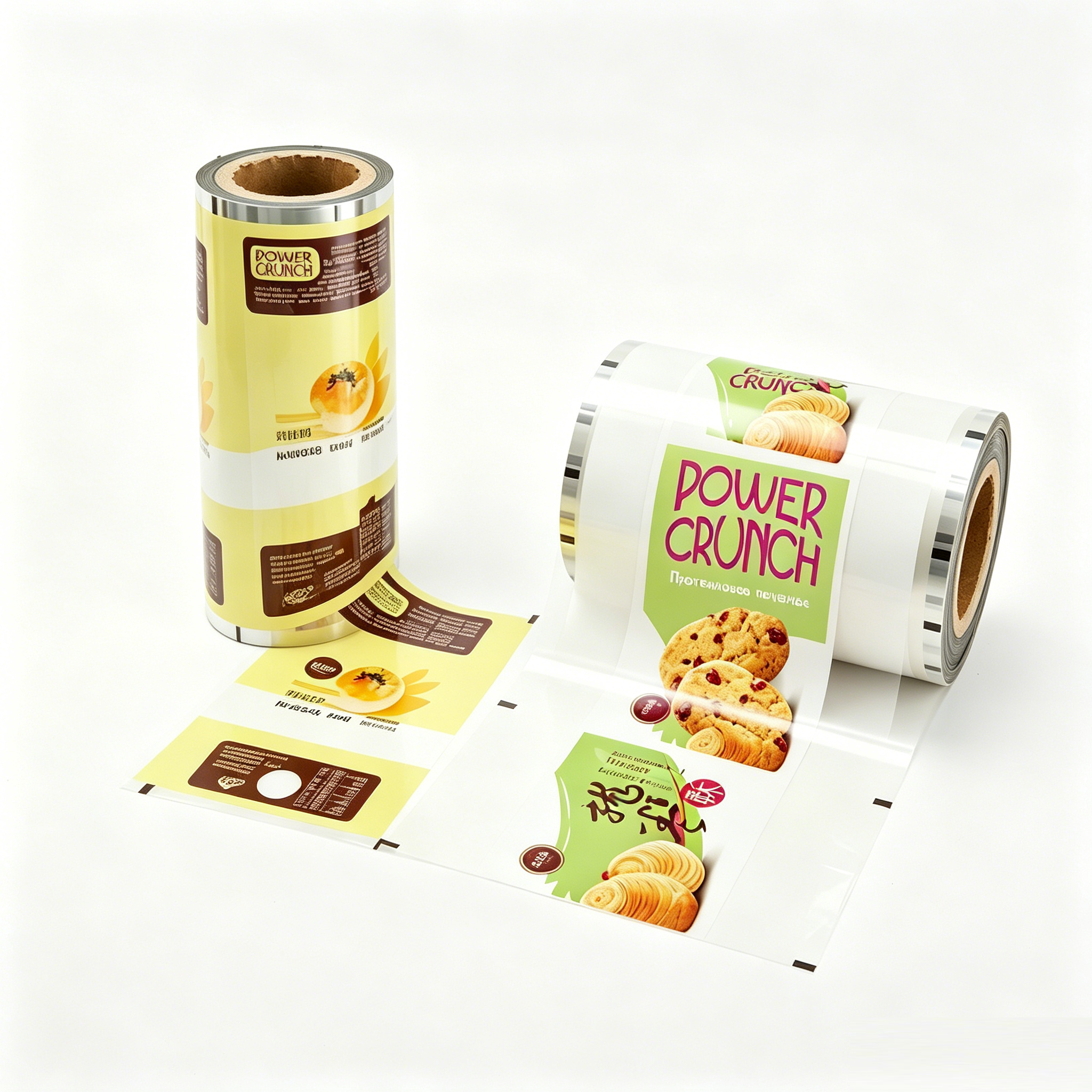 Food Grade Composite Packaging Roll Film For Fruit Flavored Small Cakes Meringue Cookies | BOPP/CPP BOPP/VMPET Laminated Automatic Packing Roll Stock For Baked Pastry OEM Custom Printed