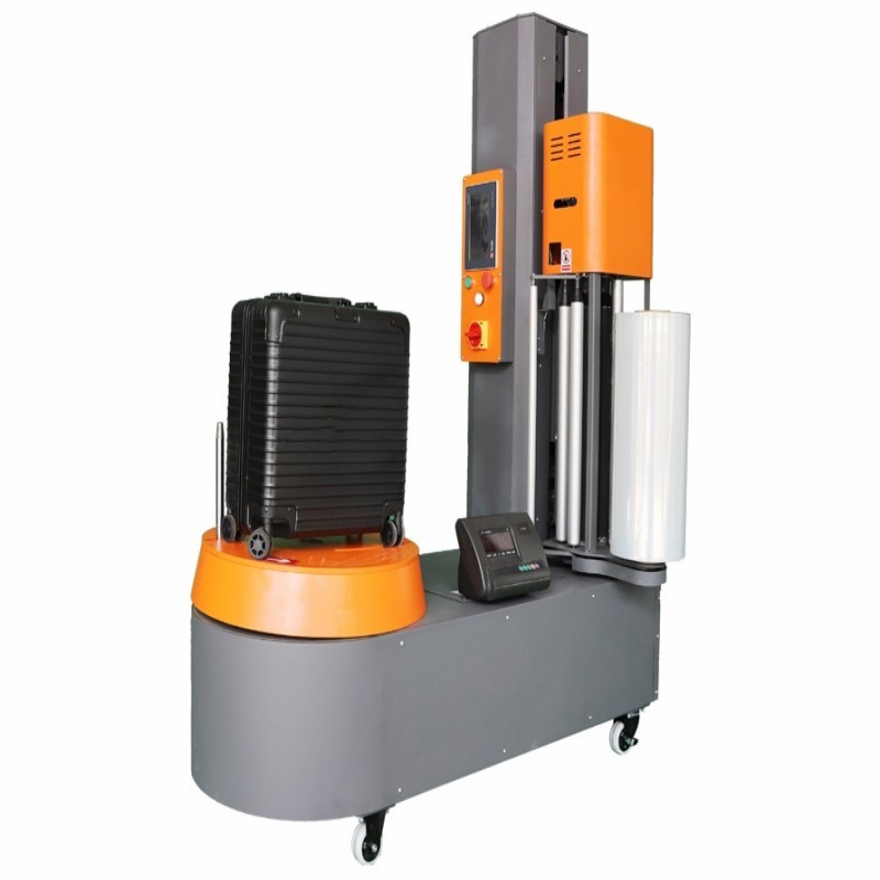 500mm Turntable Intelligent Luggage Wrapping Machine 250% Pre-Stretch Stretch