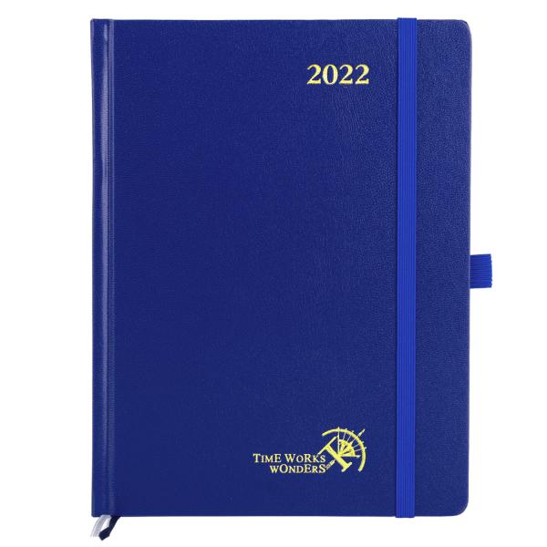 Navy Blue Vegan Leather Medium Academic Planner With Tear Off Corners