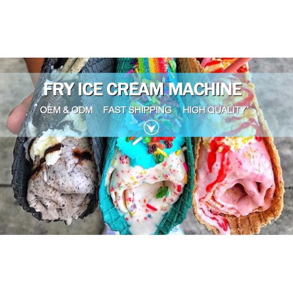 High Production Countertop Single Pan Fried Ice Cream Roll Machine With 4 Pcs Stainless Steel 304 Toppings