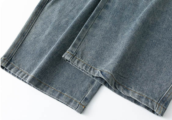 Loose Men's Jeans Washed Drawstring Elastic Waist Jeans Wide Leg