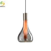 Chrome en aluminium et en verre d'E27 et décor fumeux de Gray Pendant Light For Indoor