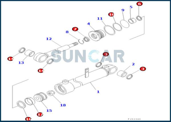 233-63-86300 2336386300 Front Blade Lift Cylinder Seal Kit For GD405A KOMATSU