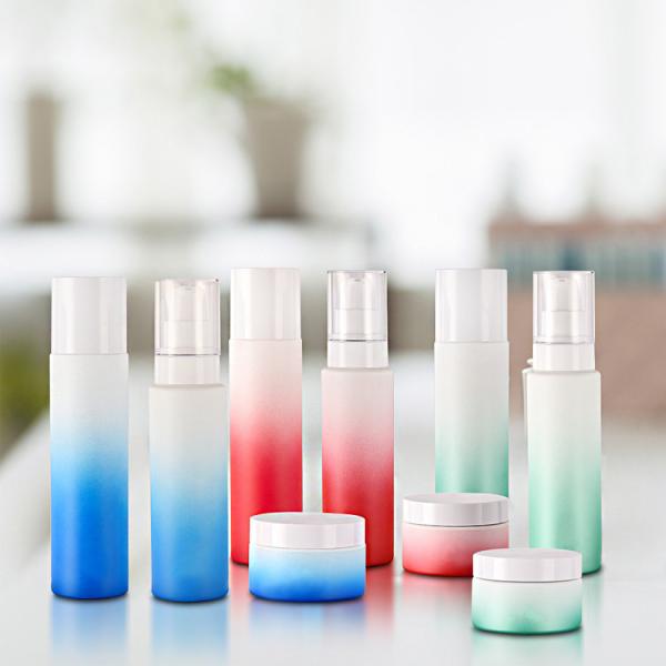 ПЭТ ПЦР пластиковые косметические бутылки и банки набор круглый формы градиентный матовый OEM