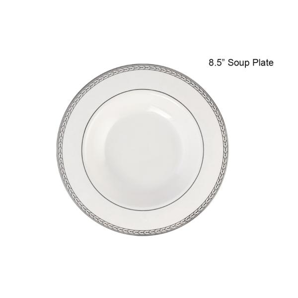 Ceramic 20-Piece Kitchen Dinnerware Set, Plates, Bowls, Mugs, Service for 4,Silver with embossed