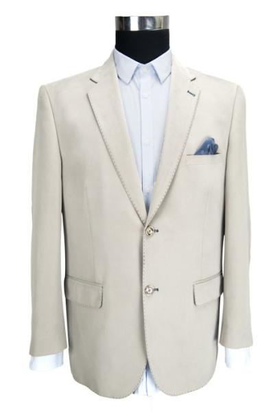 Custom Mens Casual Blazer Jacket , Mens White Blazer Jacket Plus Size Beige