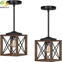 E26 Farmhouse Iron Lantern Pendant Light Rustic Industrial Cage
