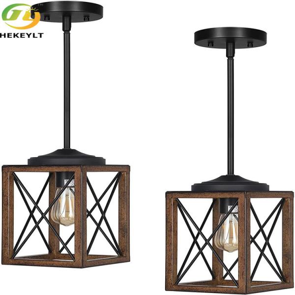 E26 Farmhouse Iron Lantern Pendant Light Rustic Industrial Cage