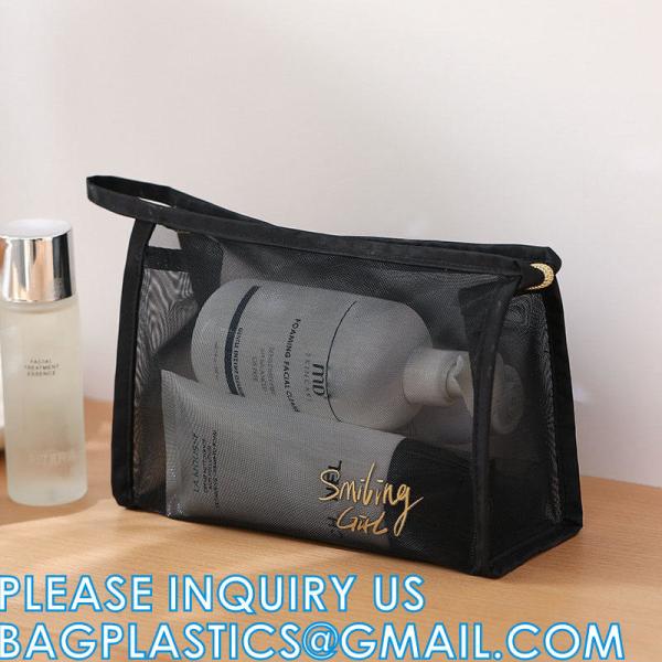 Mesh Makeup Cosmetic Bag Portable Travel Organizing Zipper Pouch Toiletries Pouches Home Office Accessories