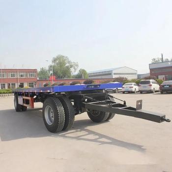 Farm 2-Axles Flat Platform Flatbed Drawbar Full Trailer With Ladder