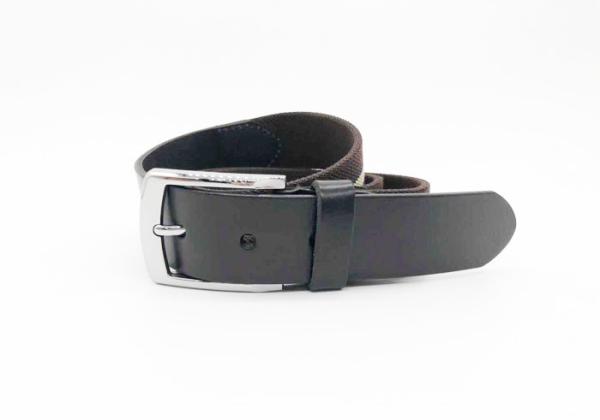 Single Stripe Mens Black Stretch Belt , Mens Stretch Belts For Jeans 3.5cm Width