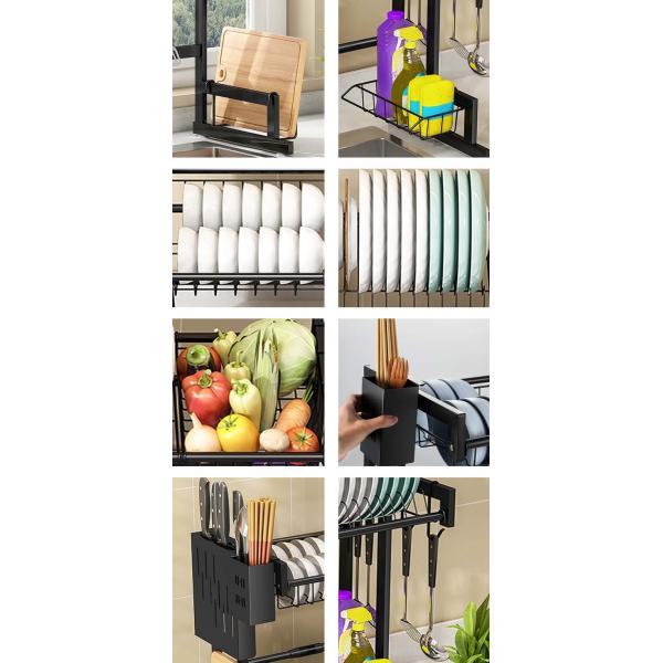 Width 300mm Adjustable Dish Drying Rack Over Sink OEM For Kitchen 500mm Height