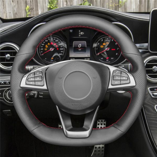 Hand Sewing Steering Wheel Cover for Mercedes C E S SL GLC GLE CLA CLS Class AMG C43