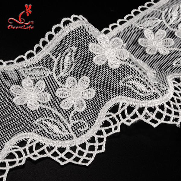 Border Materials Flower Embroidery Cotton Lace Trim For Home Textile , Bags