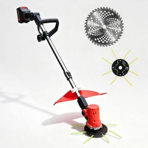21V Brushless Cordless Grass Trimmer Lithium Battery Brush Cutter Metal Blade Electric Weed Cutter Garden Tool