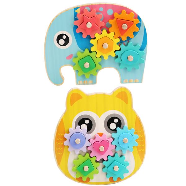 Intelligent Elephant Owl Gear Block Wood Creative Animal Design